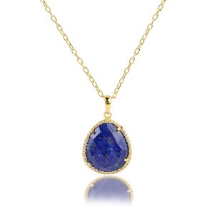 MAX + STONE 7 Ct. Gemstone Necklace for Women | 18k Gold Over Sterling Silver 10x10 MM Pear Cut Birthstone Necklace with Halo | Adjustable 18-20 Inch Chain | Large Real Gold Pendant Necklace in Saudi Arabia