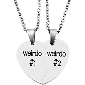 tenghong2021 2 Pcs Matching Heart Necklace Set for 2, Friendship Gifts for Women Girl Sister, BFF Jewelry for Best Friend Birthday Valentine's Day Christmas Presents