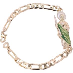 Engminguoz San Judas Tadeo Chain Bracelet 14k Gold Plated Saint Jude Pendant Catholic Mexican Bracelets For Men