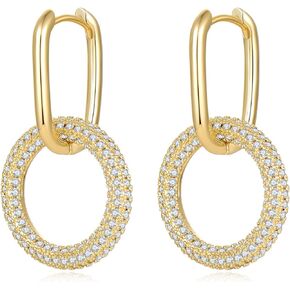 Gold Hoop Earrings for Women, 14K Gold Plated Lightweight Hypoallergenic Chunky Open Hoops for Gift
