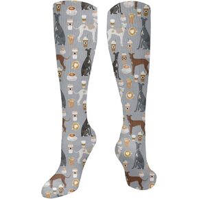 chegna Italian Greyhounds Coffees Latte Coffee Espresso Coffee Compression Socks for Women & Men Circulation 15-20 mmHg is Best Support for Athletic Running Cycling, Coffee, One size in Kuwait