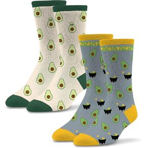 Socktastic womens Avocado - 2 Pack of Funny Novelty Socks, Casual Crew Fits Shoe Size 6-11 Socks, Avocado, Medium US