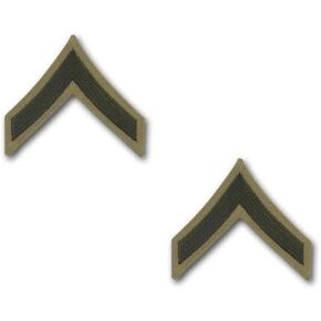 MARINE CORPS CHEVRON: PRIVATE FIRST CLASS - PFC - GREEN ON KHAKI, MALE