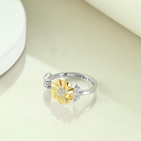 ONEFINITY Bee-live You Are My Sunshine Sterling Silver Sunflower Rings with Bee/Ladybug Open Adjustable Ring for Women in Saudi Arabia