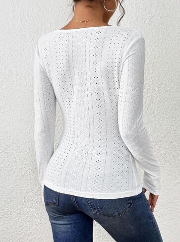 LovelyWholesale المرأة العيينة تي شيرت حبيبته الرقبة Ruched الجبهة كم طويل المحملة عادية in Saudi Arabia