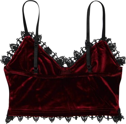 قميص قصير نسائي من JUMISEE على الطراز القوطي من المخمل قميص قصير مثير مزين بالدانتيل وحزام سباغيتي بدون أكمام لمهرجان الهذيان والهالوين in Kuwait