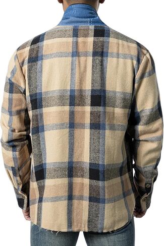 جاكيت قميص رجالي من JOGAL من الفلانيل بأكمام طويلة كاجوال مفتوح من الأمام مع جيوب in Kuwait