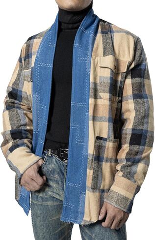 جاكيت قميص رجالي من JOGAL من الفلانيل بأكمام طويلة كاجوال مفتوح من الأمام مع جيوب in Kuwait