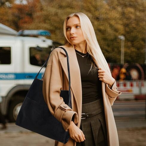 CALUOMATT Tote Bag For Women Leather Satchel Handbag Ladies Big Soft Vintage Trendy Suede Crossbody Bags Purse 2pcs Set in Kuwait