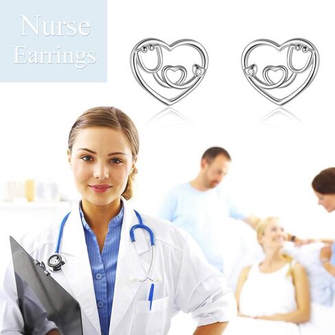 Nursing Themed Stud Earrings Sterling Silver Jewelry Gift for Nurse in Kuwait