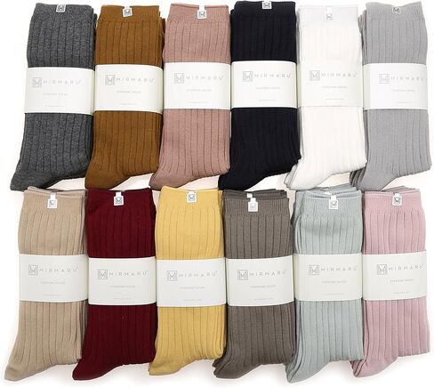 جوارب MIRMARU النسائية اليومية المكونة من 4 أزواج من الجوارب القطنية ذات الألوان الصلبة. in Kuwait