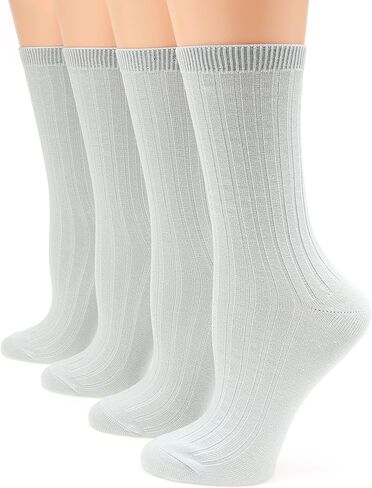 جوارب MIRMARU النسائية اليومية المكونة من 4 أزواج من الجوارب القطنية ذات الألوان الصلبة. in Kuwait