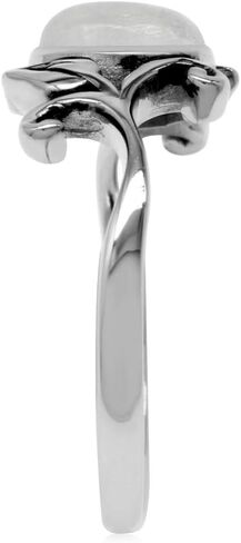 Silvershake 8X6mm حقيقية البيضاوي كابوشون حجر 925 فضة ليف خمر مستوحاة خاتم للنساء أو المراهقين in Saudi Arabia