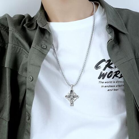 St Michael/St Christopher/Virgin Mary/St Jude Necklace Sterling Silver Amulet Pendant with 22+2 Inch Stainless Steel Chain Jewelry for Men & Women in Saudi Arabia
