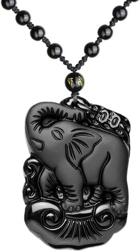 Natural Obsidian Dragon Wolf Fox Necklace Black Gemstone Buddha Yin Yang Amulet Protection Pendant Reiki Healing Crystal Stones Adjustable Beads Necklace Jewelry in Saudi Arabia
