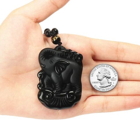 Natural Obsidian Dragon Wolf Fox Necklace Black Gemstone Buddha Yin Yang Amulet Protection Pendant Reiki Healing Crystal Stones Adjustable Beads Necklace Jewelry in Saudi Arabia