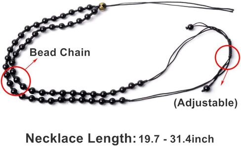 Natural Obsidian Dragon Wolf Fox Necklace Black Gemstone Buddha Yin Yang Amulet Protection Pendant Reiki Healing Crystal Stones Adjustable Beads Necklace Jewelry in Saudi Arabia