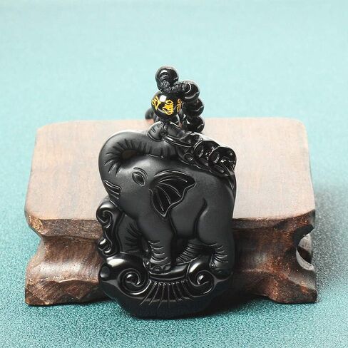Natural Obsidian Dragon Wolf Fox Necklace Black Gemstone Buddha Yin Yang Amulet Protection Pendant Reiki Healing Crystal Stones Adjustable Beads Necklace Jewelry in Saudi Arabia