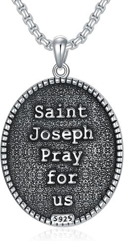 St Michael/St Christopher/Virgin Mary/St Jude Necklace Sterling Silver Amulet Pendant with 22+2 Inch Stainless Steel Chain Jewelry for Men & Women in Saudi Arabia