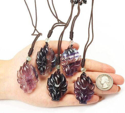 Natural Obsidian Dragon Wolf Fox Necklace Black Gemstone Buddha Yin Yang Amulet Protection Pendant Reiki Healing Crystal Stones Adjustable Beads Necklace Jewelry in Saudi Arabia