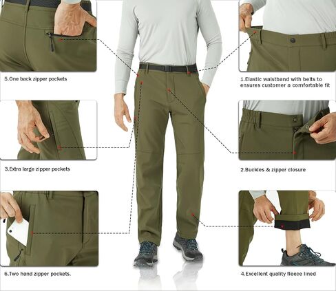 WULFUL Men's Waterproof Snow Ski Pants Winter Fleece Lined Hiking Outdoor Insulated Pants with Belts in Saudi Arabia