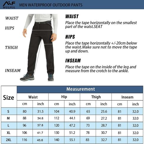 WULFUL Men's Waterproof Snow Ski Pants Winter Fleece Lined Hiking Outdoor Insulated Pants with Belts in Saudi Arabia