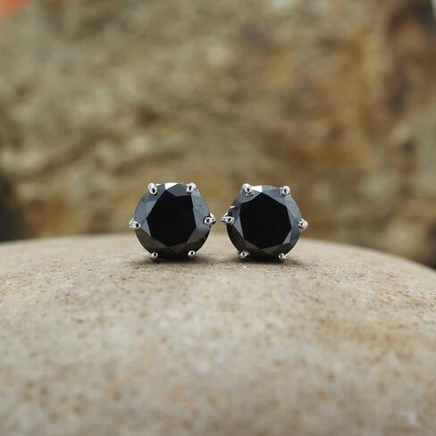 SAVEARTH DIAMONDS Black Moissanite Stud Earrings 2ct 925 Sterling Silver Gold Plated Ear Studs for Women in Saudi Arabia