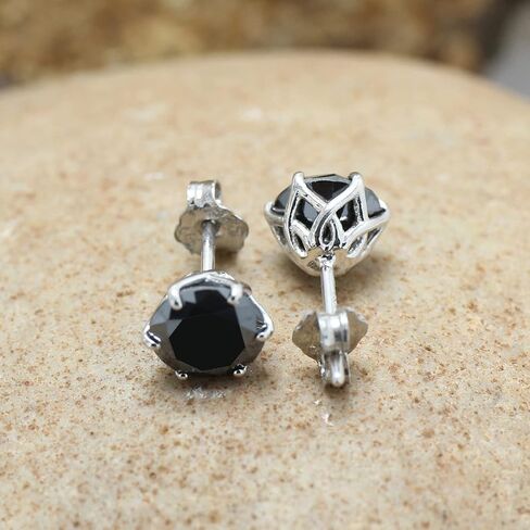 SAVEARTH DIAMONDS Black Moissanite Stud Earrings 2ct 925 Sterling Silver Gold Plated Ear Studs for Women in Saudi Arabia
