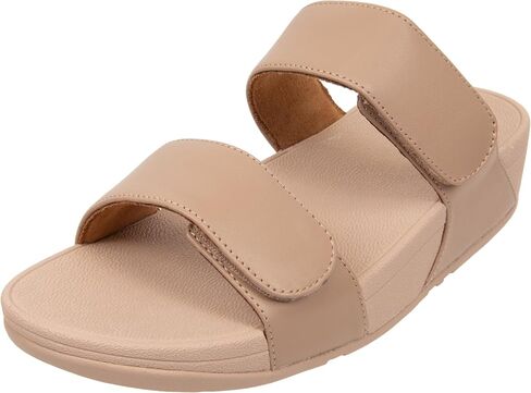 FitFlop FV6137-080 LULU Adjustable Leather Slides Beige US10 in Saudi Arabia