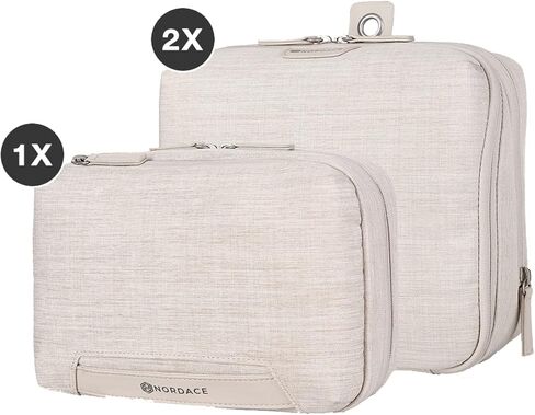 Nordace Travel Packing Organizers Set for Men and Women - 2x Packing Cubes & 1x Wash Pouch - Durable & Water Resistant (Beige-Brown) in Saudi Arabia