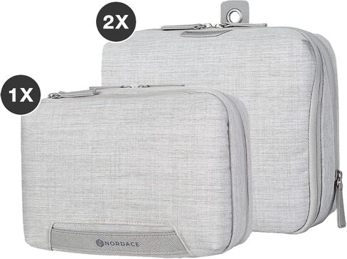 Nordace Travel Packing Organizers Set for Men and Women - 2x Packing Cubes & 1x Wash Pouch - Durable & Water Resistant (Beige-Brown) in Saudi Arabia