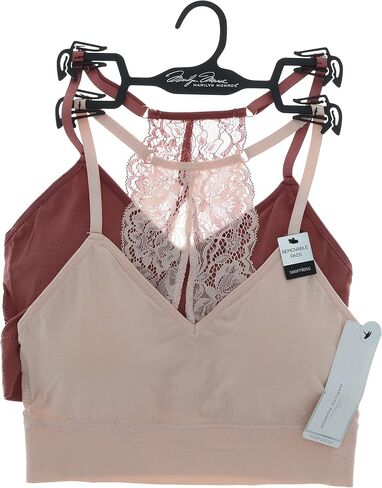 Marilyn Monroe Intimates Women's Sexy Bralette with Lacey Racer Back (2 Bras) in Saudi Arabia