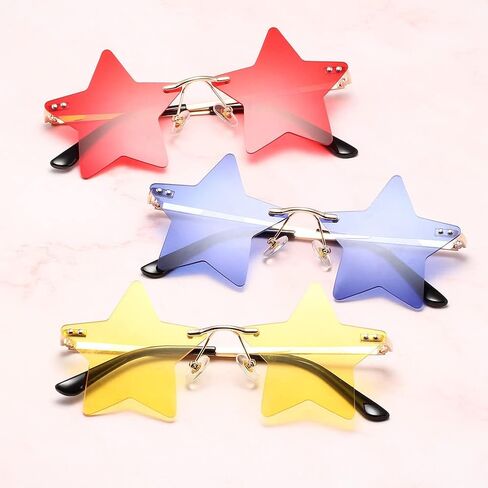 LASPOR Rimless Star shape Sunglasses for women/men Frameless Party glasses Super Cute Vintage Retro Pentagram Eyewears in Saudi Arabia