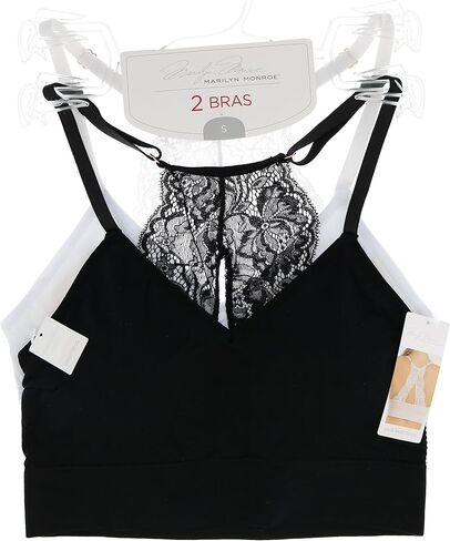 Marilyn Monroe Intimates Women's Sexy Bralette with Lacey Racer Back (2 Bras) in Saudi Arabia