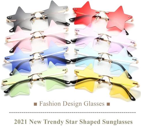 LASPOR Rimless Star shape Sunglasses for women/men Frameless Party glasses Super Cute Vintage Retro Pentagram Eyewears in Saudi Arabia