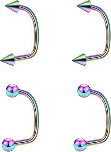 Stuppendux 16G قمم مستديرة ومخروطية من الفولاذ المقاوم للصدأ على شكل حرف U متعددة الوظائف حلقات الشفاه حلقات الأذن الأنف ترصيع أقراط الغضروف مسامير ثقب المجوهرات للنساء والرجال in Kuwait