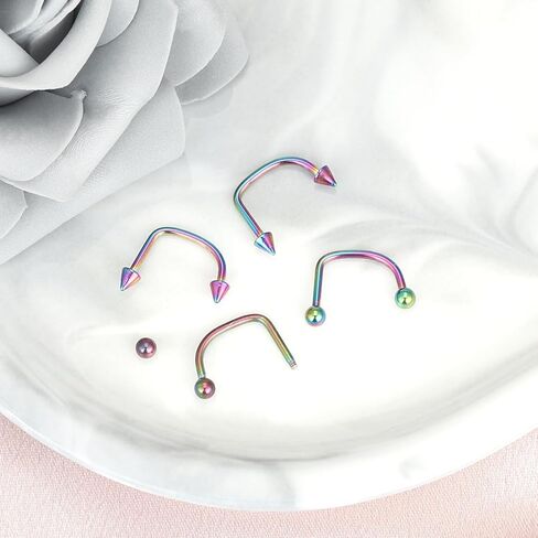 Stuppendux 16G قمم مستديرة ومخروطية من الفولاذ المقاوم للصدأ على شكل حرف U متعددة الوظائف حلقات الشفاه حلقات الأذن الأنف ترصيع أقراط الغضروف مسامير ثقب المجوهرات للنساء والرجال in Kuwait