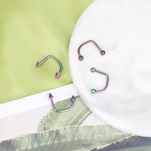 Stuppendux 16G قمم مستديرة ومخروطية من الفولاذ المقاوم للصدأ على شكل حرف U متعددة الوظائف حلقات الشفاه حلقات الأذن الأنف ترصيع أقراط الغضروف مسامير ثقب المجوهرات للنساء والرجال in Kuwait