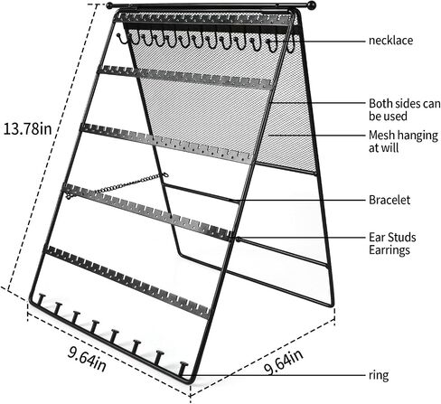 Earring Holder Organizer,Double-sided Multilayer Jewelry Holder Organizer,Metal Earring Holder Stand With Necklace Holder Pole,Jwelry Organizer Stand Display for Stud Earring Bracelet Necklace in Saudi Arabia
