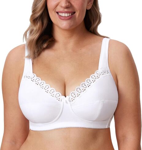DELIMIRA Women's Wireless Plus Size Comfort Cotton Full Coverage Unlined Bra in Saudi Arabia