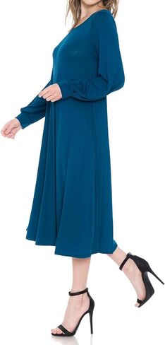 iconic luxe Women's Bishop Sleeve Midi Dress in Saudi Arabia