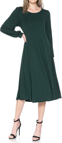 iconic luxe Women's Bishop Sleeve Midi Dress in Saudi Arabia