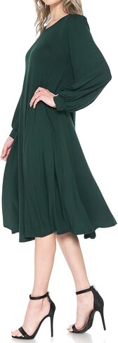 iconic luxe Women's Bishop Sleeve Midi Dress in Saudi Arabia