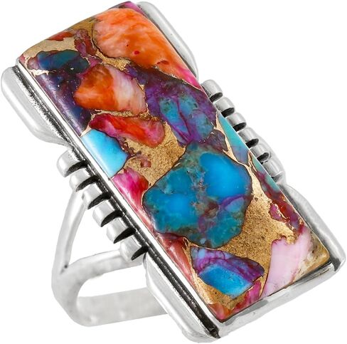 Turquoise Ring Sterling Silver 925 Genuine Gemstones Size 6 to 11 (Choose Color) in Saudi Arabia