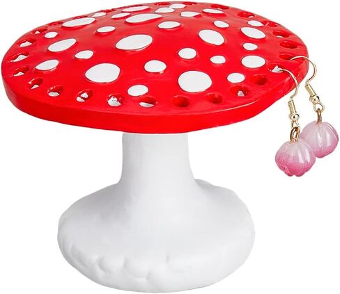 SUPERFINDINGS Pink 26 Holes Mushroom Earring Display Holder Resin Earring Stands Art Decorative Earring Rack Cute Jewelry Holder for Organizing Ear Studs Home Decor Hole: 4.5mm in Saudi Arabia