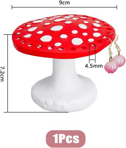 SUPERFINDINGS Pink 26 Holes Mushroom Earring Display Holder Resin Earring Stands Art Decorative Earring Rack Cute Jewelry Holder for Organizing Ear Studs Home Decor Hole: 4.5mm in Saudi Arabia
