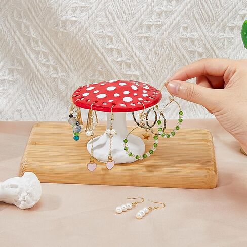 SUPERFINDINGS Pink 26 Holes Mushroom Earring Display Holder Resin Earring Stands Art Decorative Earring Rack Cute Jewelry Holder for Organizing Ear Studs Home Decor Hole: 4.5mm in Saudi Arabia
