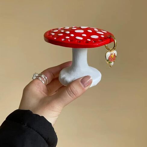 SUPERFINDINGS Pink 26 Holes Mushroom Earring Display Holder Resin Earring Stands Art Decorative Earring Rack Cute Jewelry Holder for Organizing Ear Studs Home Decor Hole: 4.5mm in Saudi Arabia