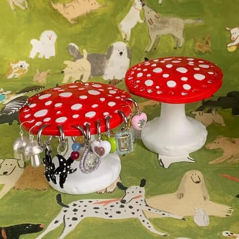 SUPERFINDINGS Pink 26 Holes Mushroom Earring Display Holder Resin Earring Stands Art Decorative Earring Rack Cute Jewelry Holder for Organizing Ear Studs Home Decor Hole: 4.5mm in Saudi Arabia