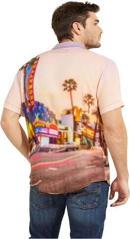 GUESS Men's Short Sleeve Eco Rayon Shirt in Saudi Arabia